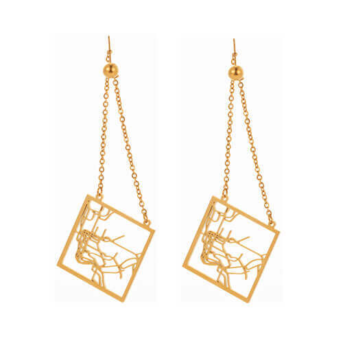 Custom creative gold logo dangle drop earrings wholesale suppliers personalised long chain tassel map earring no minimum vendors and manufacturers